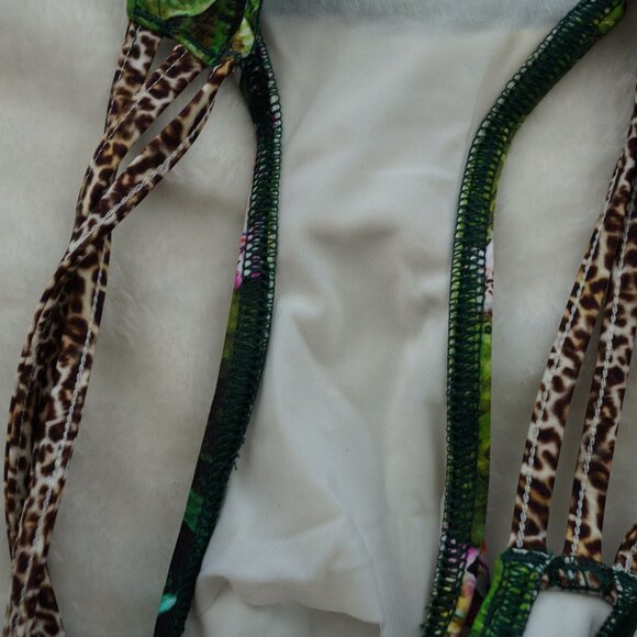 Freya Jungle Floral Bikini Set 32D Top Small Bottom Tropical‎ Print with Leopard - Picture 9 of 10